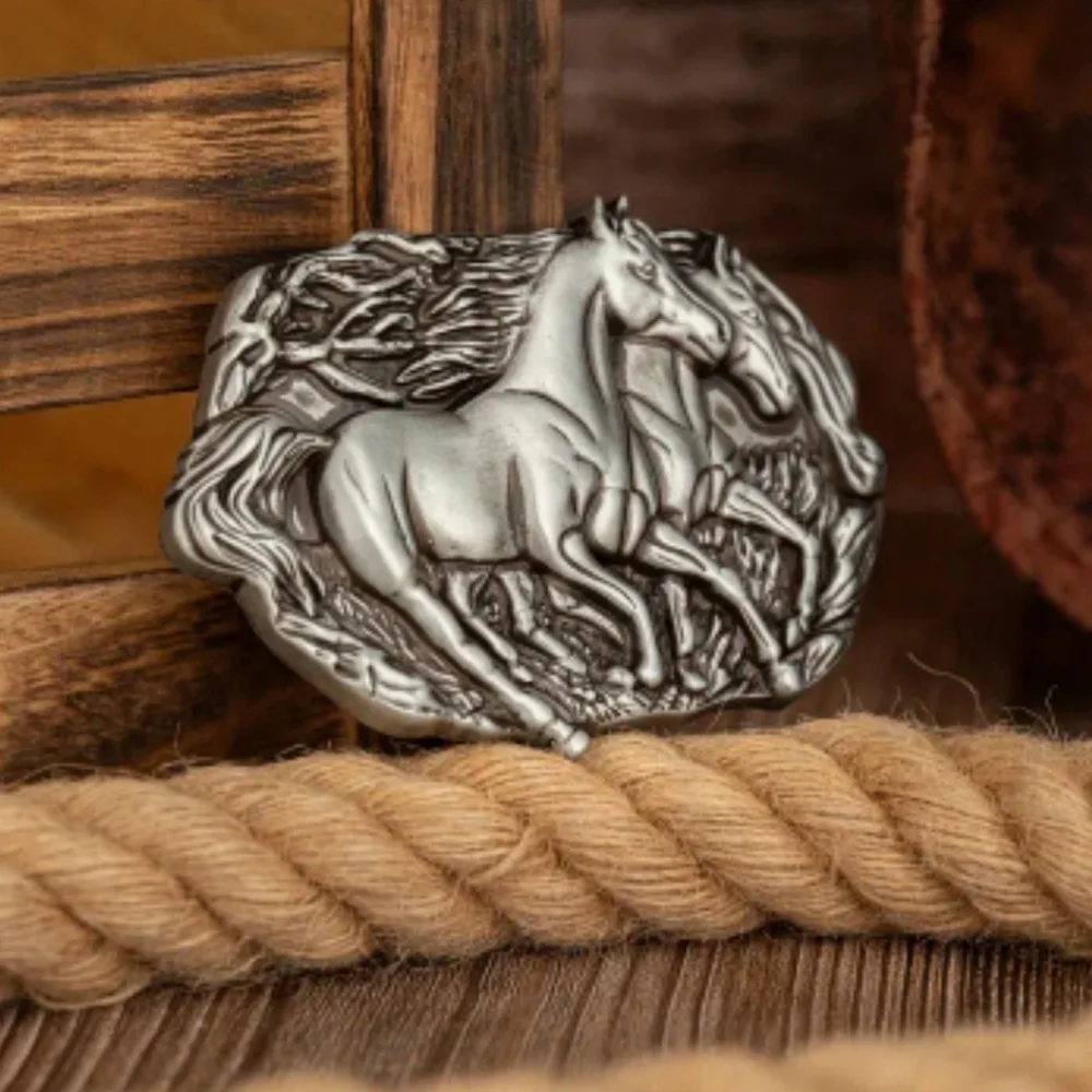 New Men's Western Running Horse Belt Buckle
